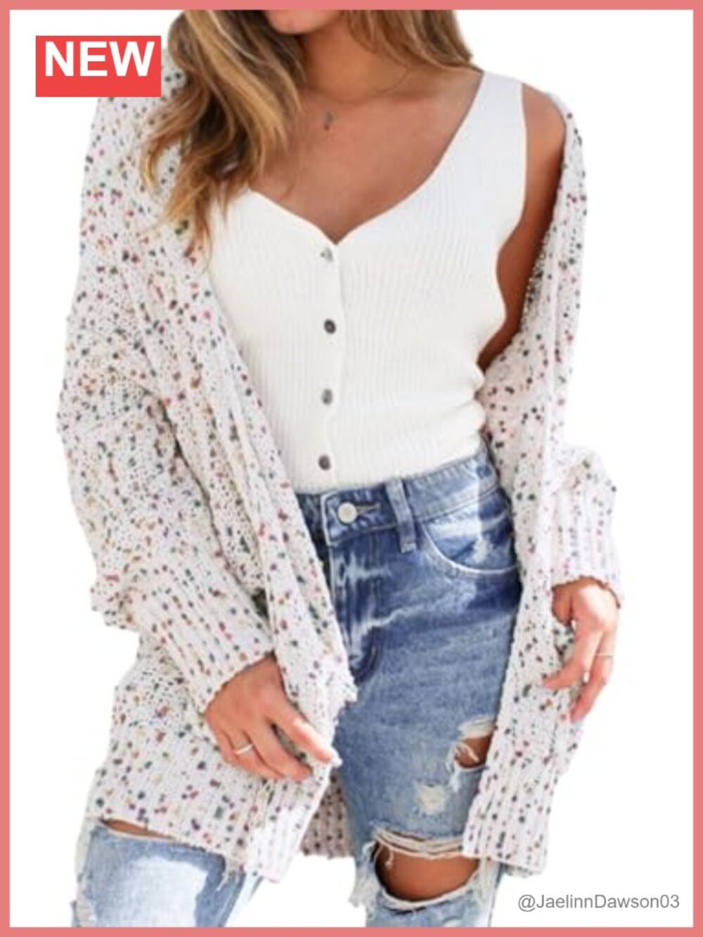 Women's Polka Dot Open Front Cardigan Sweater Long Sleeve V-Neck